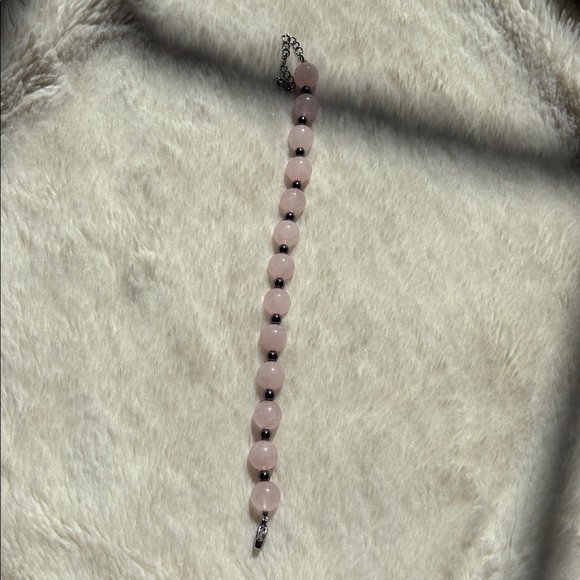 Rose Quartz & Hematite Crystal Bracelet Self-Love | Heart Chakra Healing | - Picture 3 of 4